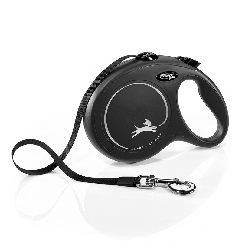 FLEXI - New classic, extendable leash for dogs up to 50 kg - Ultra strong strap - 360° guidance and braking system - L - 8 m - Black L: 8 m - PawsPlanet Australia