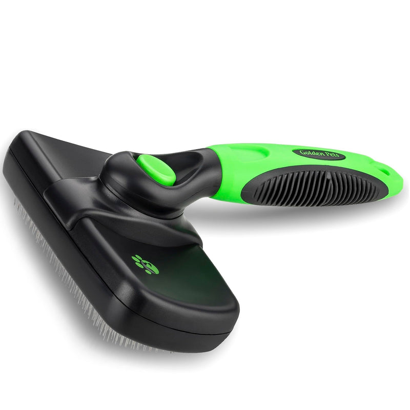 Golden Pets Self-cleaning dog brush & cat brush I Improved version I Suitable for short to long hair I Small - large animals I Quick cleaning I + care manual For medium - large animals - PawsPlanet Australia