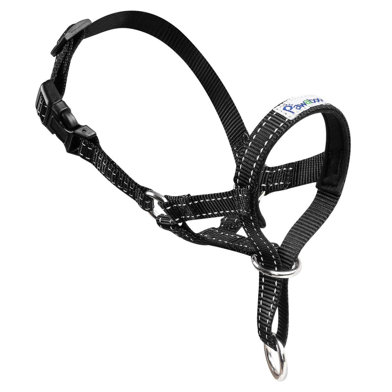Pawaboo Dog Halter Pet Safe Control - Nylon Reflective Adjustable Dog Holder Dog Band Training Holder for Dogs, Wepels, M Size, Black - PawsPlanet Australia