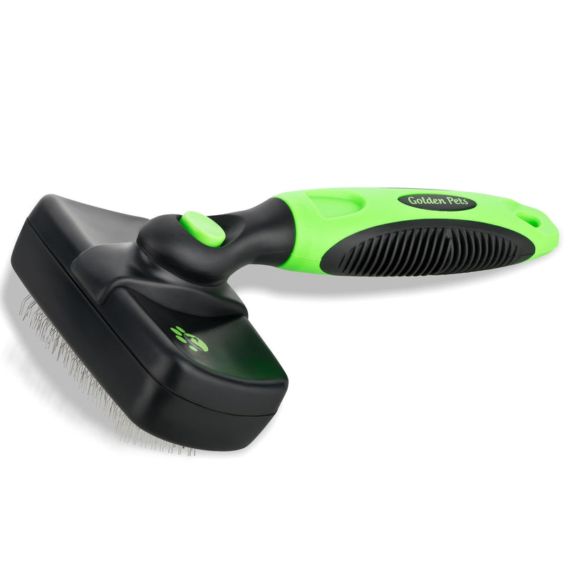 Golden Pets Self-cleaning dog brush & cat brush I Improved version I Suitable for short to long hair I Small - large animals I Quick cleaning I + care manual For small - medium animals - PawsPlanet Australia