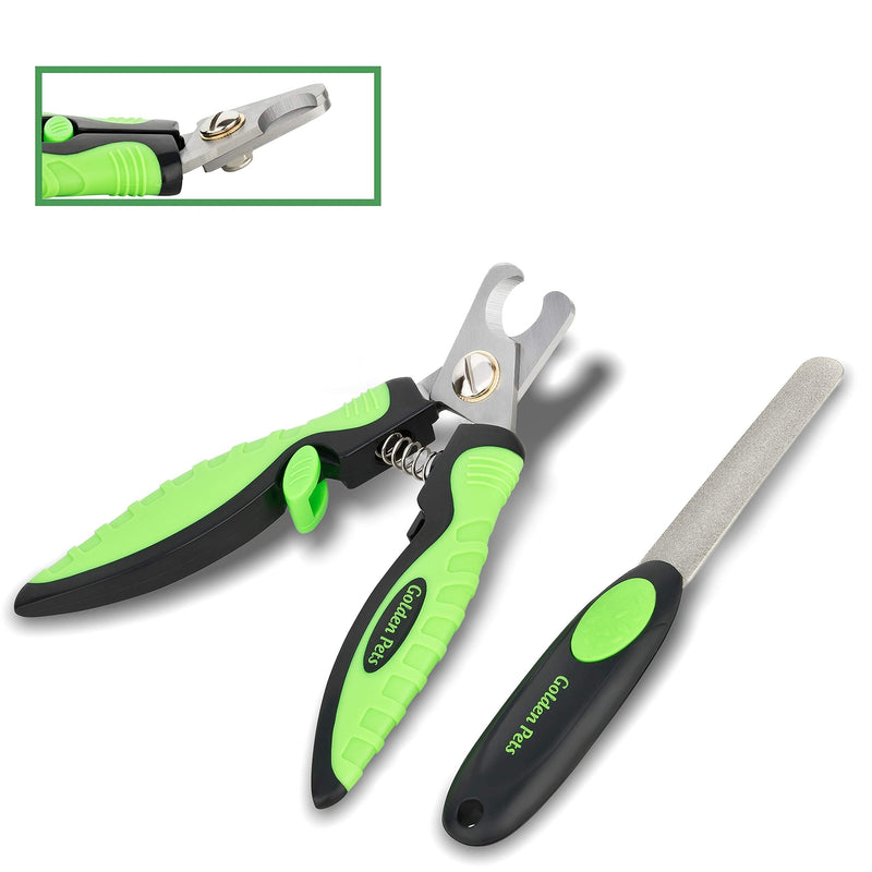 Golden Pets professional claw scissors + file I unique 45 degree cutting head I claw pliers with safety stop I claw cutter + claw file + instructions for safe cutting - PawsPlanet Australia