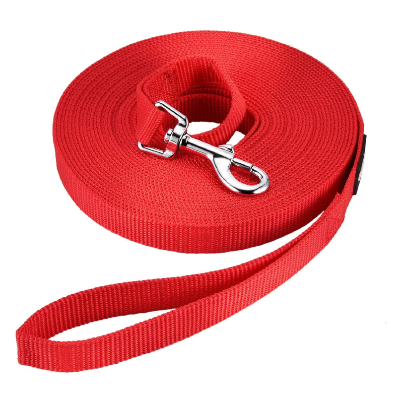 HAPPY HACHI drag leash for dogs, 3m / 5m / 10m / 15m / 20m / 33m nylon dog leash with robust and weatherproof, training leash with D-carabiner and handle padding for large to small dogs (10m, red) 10m - PawsPlanet Australia