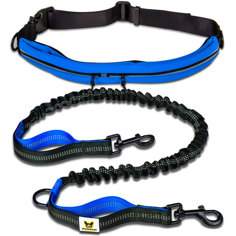 Dog lover jogging leash with waist belt | Blue hands-free leash with stretch and shock absorption for medium and large dogs | Free your hands for jogging bike stroller sports - PawsPlanet Australia