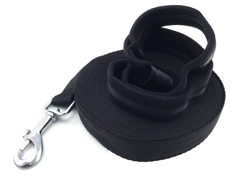 Scarlet pet | Dog leash “Rocky H” with rubberized handle and snap hook; Robust nylon; Black; Lengths: 3.5 meters (10 meters) 10 meters - PawsPlanet Australia