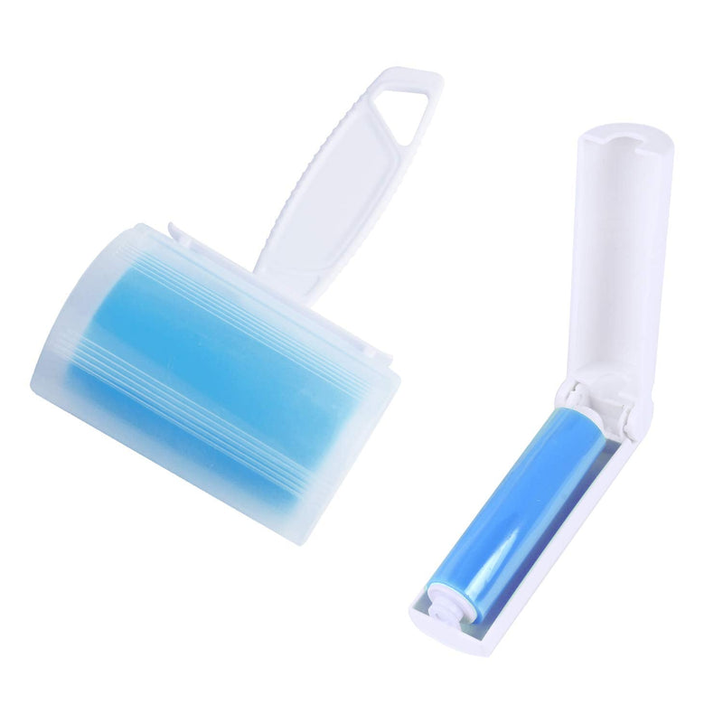 WOWGO (2 Pack) Lint Roller Reusable Pet Hair Remover, Washable Pet Hair Roller with Handle and Cover and Travel Size Roller Blue - PawsPlanet Australia