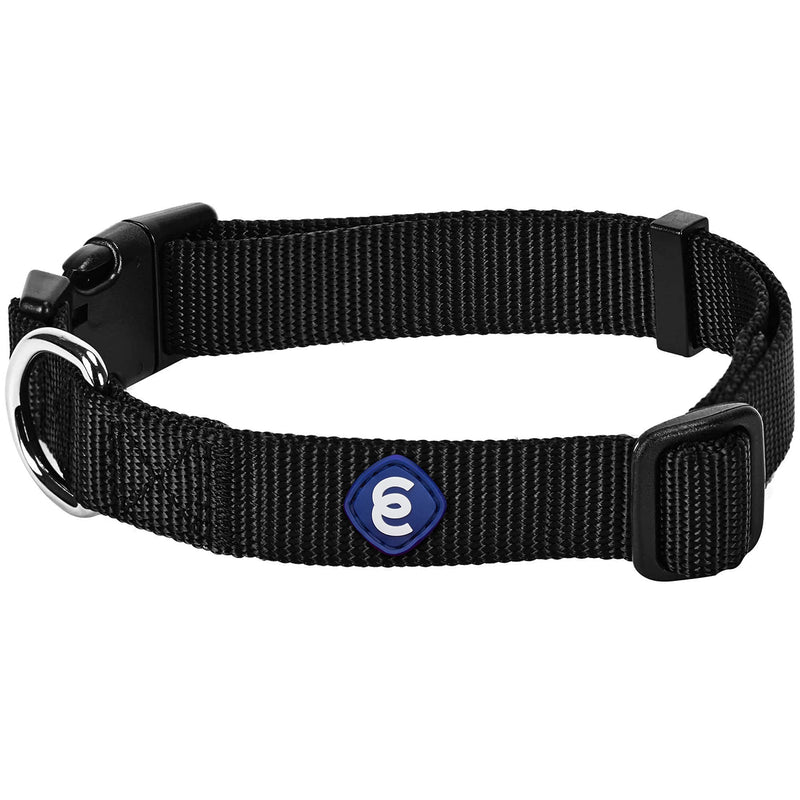 Blueberry Pet Dog Collar Classic Plain 2.5 cm L Basic Polyester Nylon Dog Collar Durable - Black L Dog Collar: 2.5cm x 45-66cm - PawsPlanet Australia