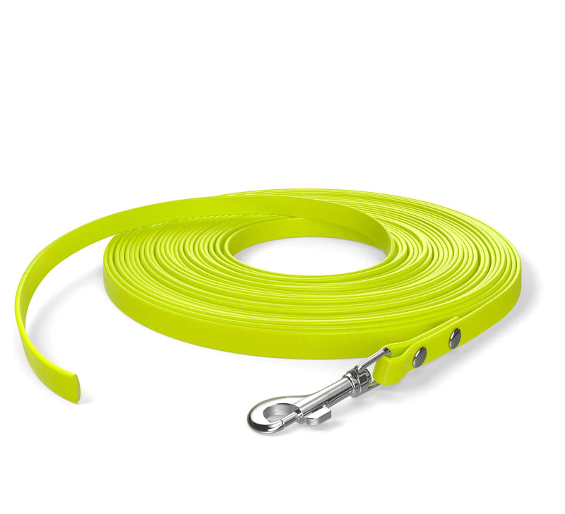 10m drag leash, dog leash, 1 carabiner, neon yellow, extra narrow, dirt and water repellent 10m, for small dogs neon yellow - PawsPlanet Australia