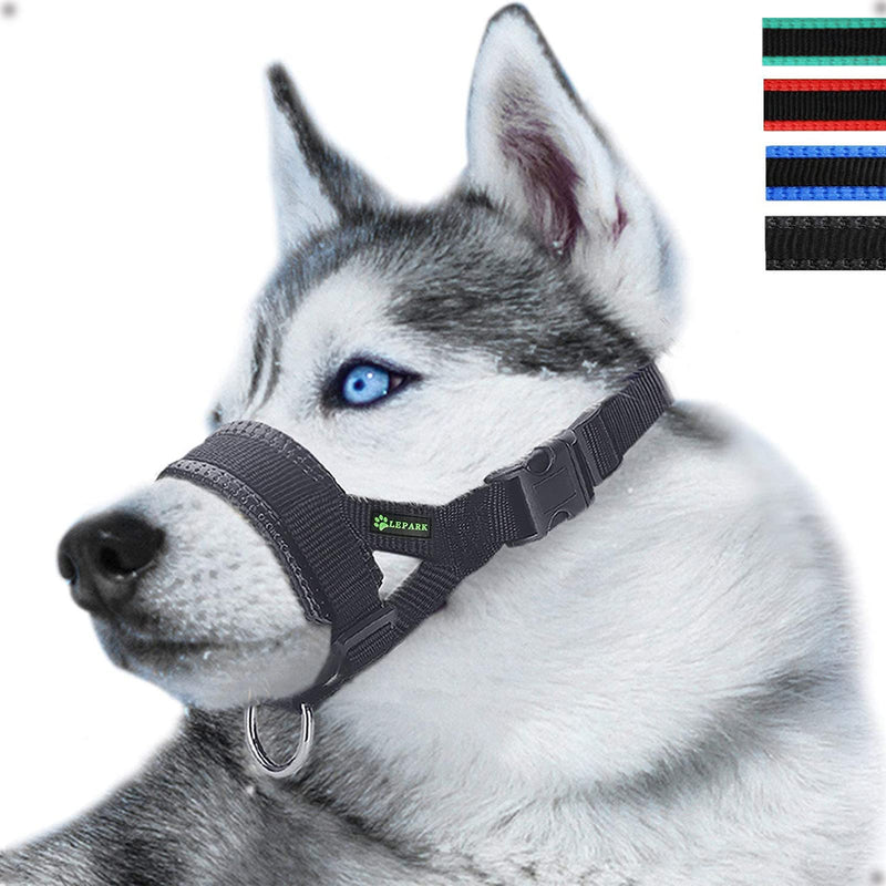 Nylon muzzle to stop dogs from biting, barking and chewing, adjustable loop (XL, Black) XL Black - PawsPlanet Australia