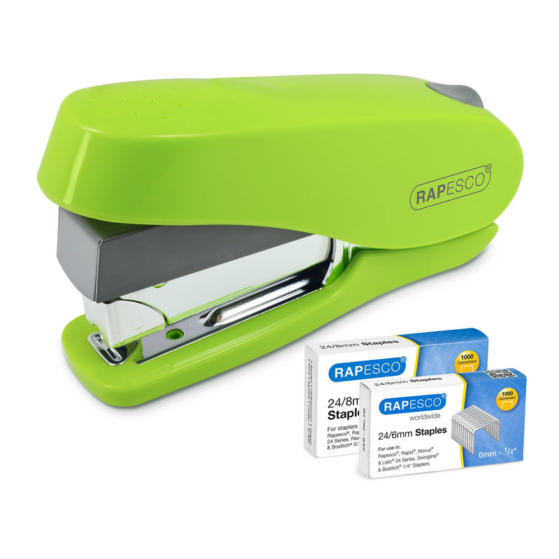 Rapesco 1470 Luna Less Effort Stapler with 2000 Staples, 50 Sheet Capacity, Green Green Luna Set - PawsPlanet Australia