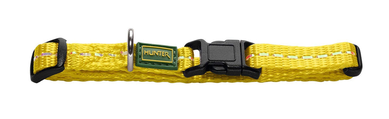 HUNTER TRIPOLI VARIO BASIC dog collar, dog collar, nylon, reflective, click closure, S, yellow - PawsPlanet Australia