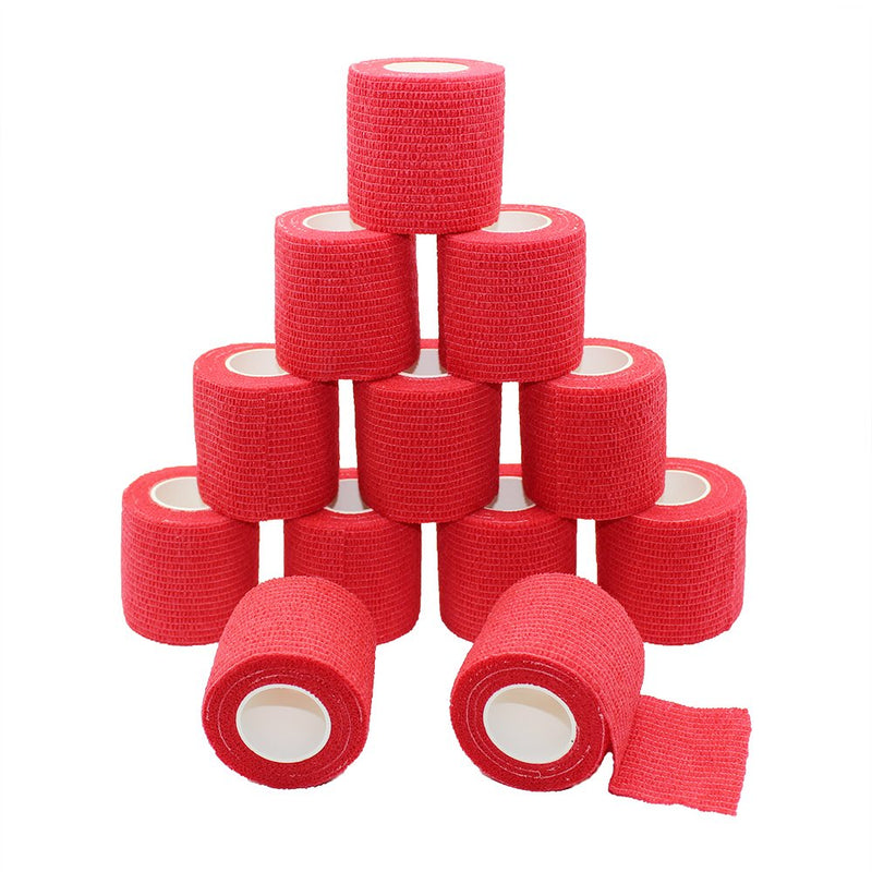 Fuluning, tape bandage, self-adhesive tape, strong sports tape for wrist (5cm12Rolls, Red) - PawsPlanet Australia