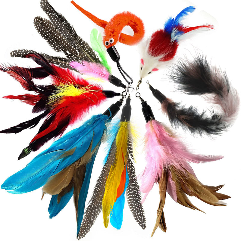 onebarleycorn Pack of 8 cat toy feathers, cat fishing replacement feathers, pendant feathers, cat toys for cats, 8 cat fishing replacement feathers - PawsPlanet Australia