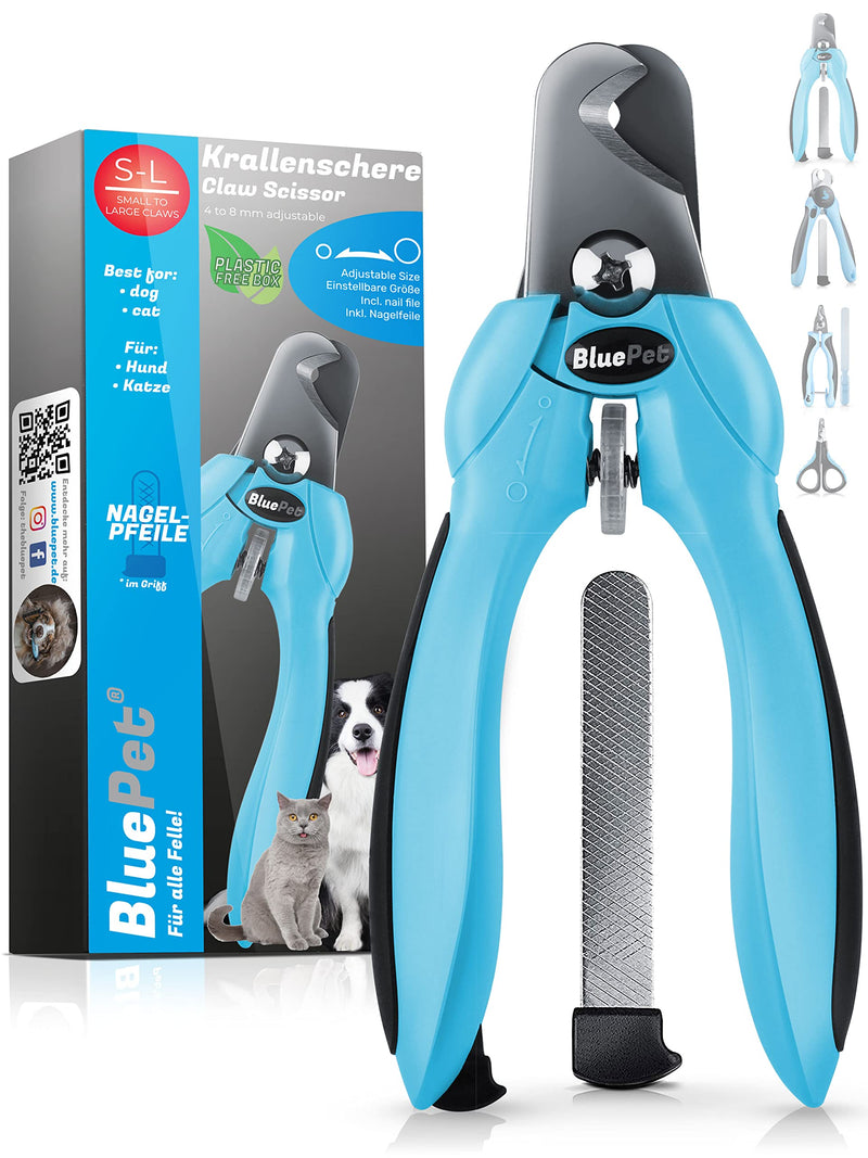 BluePet ClawsBeautifully Adjustable Professional Claw Scissors for Large Dogs and Cats - Extra Strong and Sharp Claw Cutter for Hard Claws - Includes Nail File Size Ml Medium to Large Claws - PawsPlanet Australia