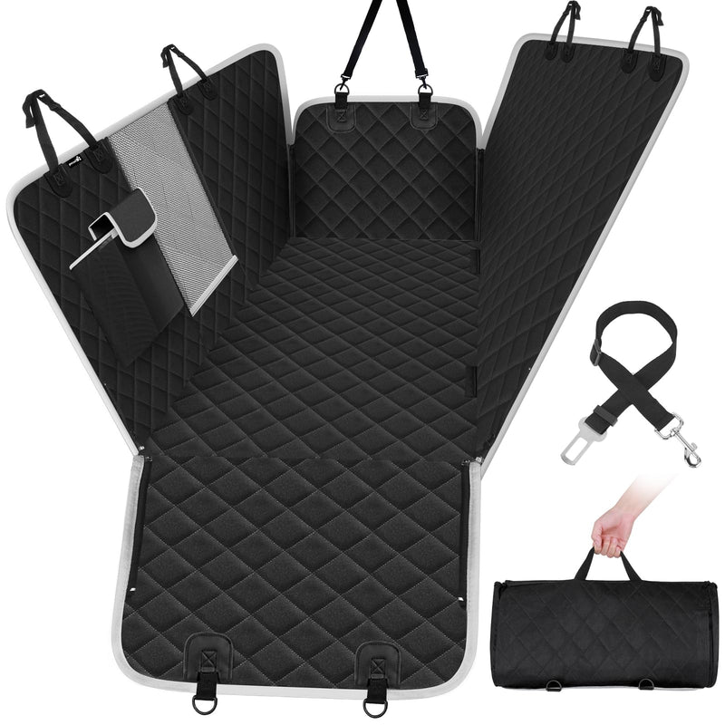 pecute dog blanket car back seat 136 x 146 cm, back seat with side protection and viewing window, car seat cover for dogs, boot protector dog, scratch-resistant and water-repellent luxury thickened black - PawsPlanet Australia