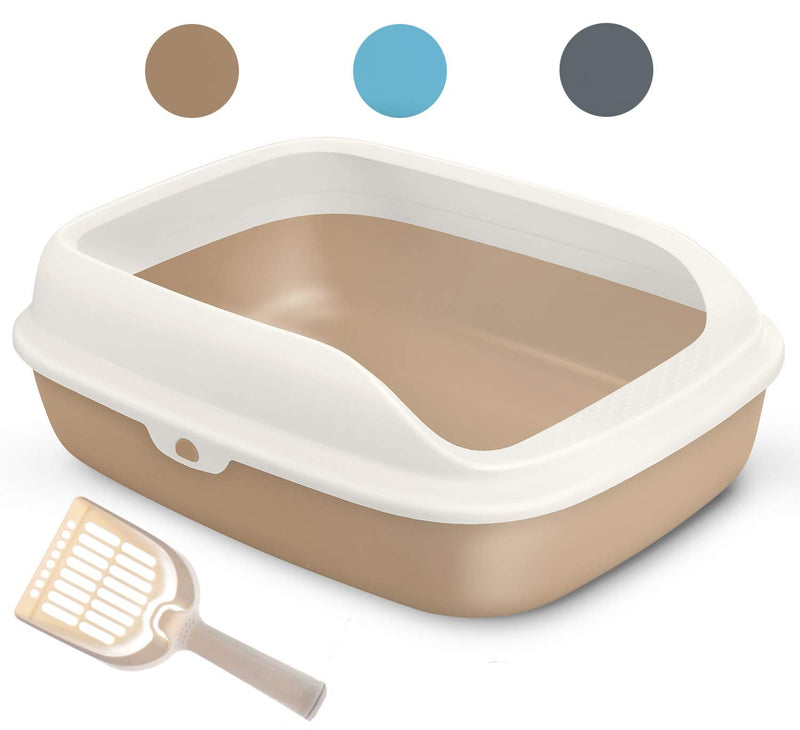 BPS, cat care, cat toilet, bowl toilet, cat litter bowl, open, made of plastic, with scoop, size S (yellow-brown) yellow-brown - PawsPlanet Australia