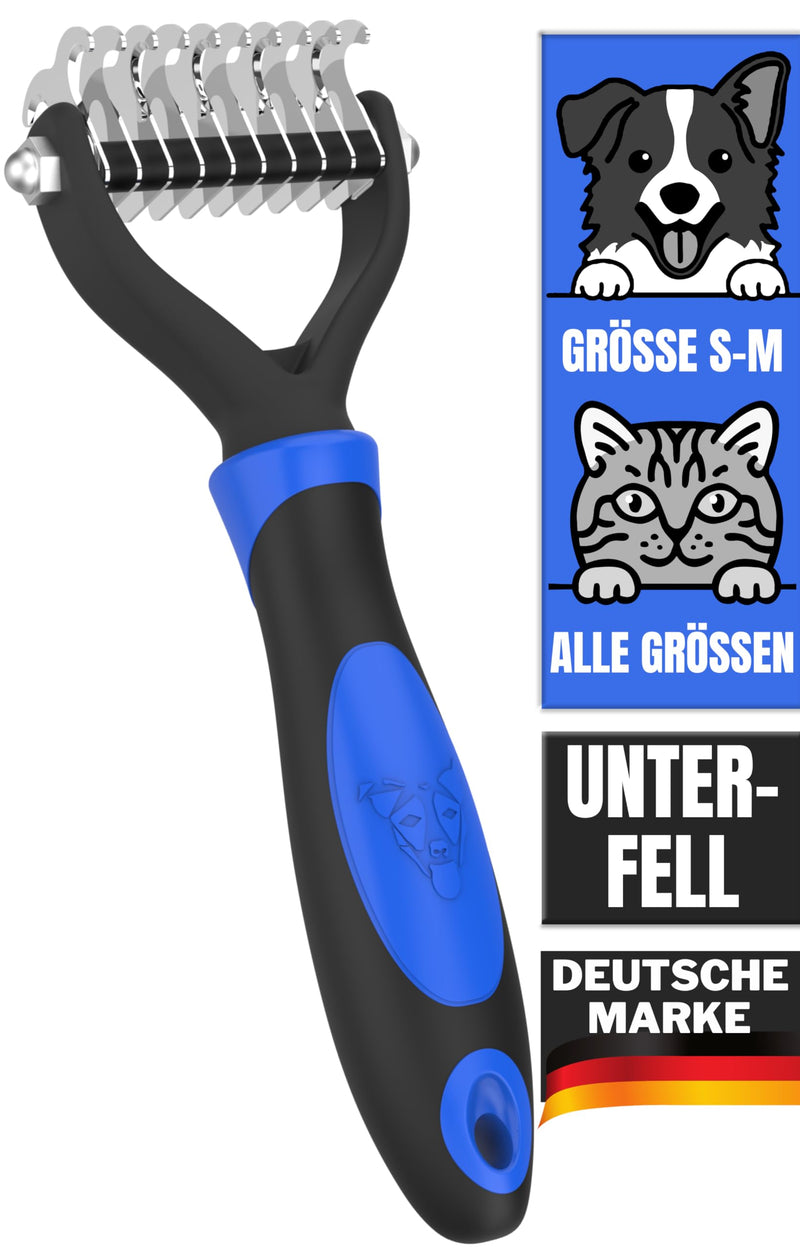 DEZENDO® undercoat brush for dogs & cats with MEDIUM to LONG HAIR | Animal hair brush against tangles | Perfect fur care with the cat brush & dog brush undercoat | easy Groom fur brush SM undercoat brush SM blue - PawsPlanet Australia