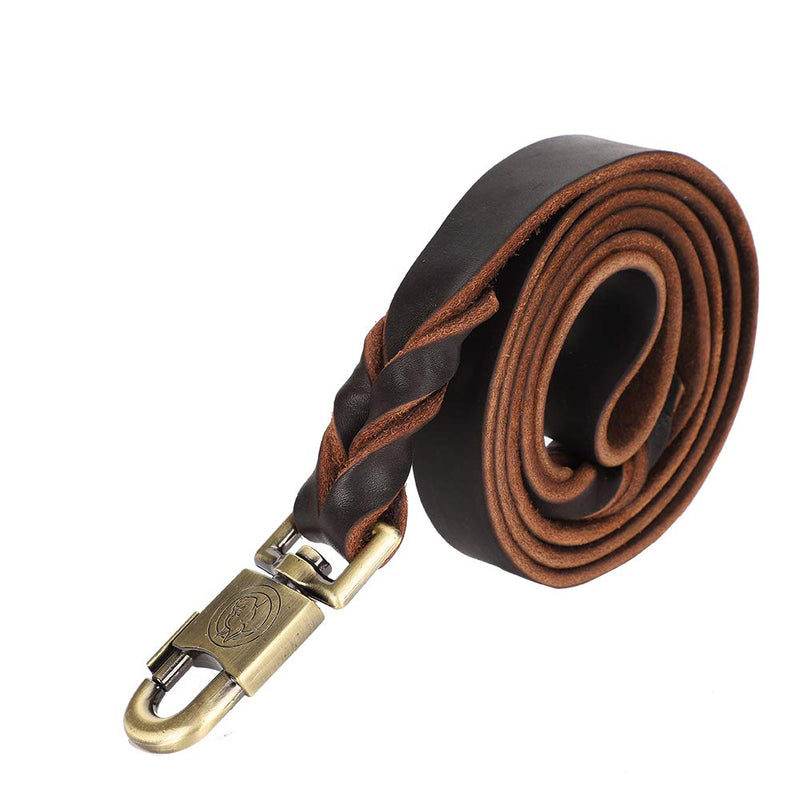 Leather Dog Leash Dog Lead Leather Leash Dog Soft Leather Dog Collar & Leash in Braided Dog Training Leash 2.5cm Wide Pet Chain (2.5 x 150cm) 2.5 x 150cm - PawsPlanet Australia