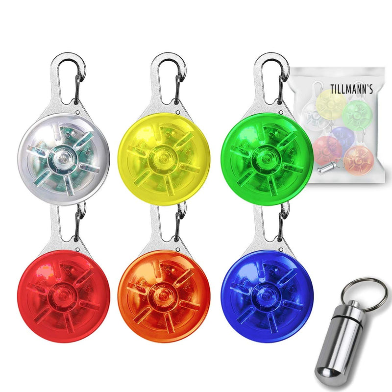 O³ light pendant, 6 pieces, safety clip with 3 light modes, flashing light for school bags, children, dogs, cats, joggers, campers, address tag for free - PawsPlanet Australia