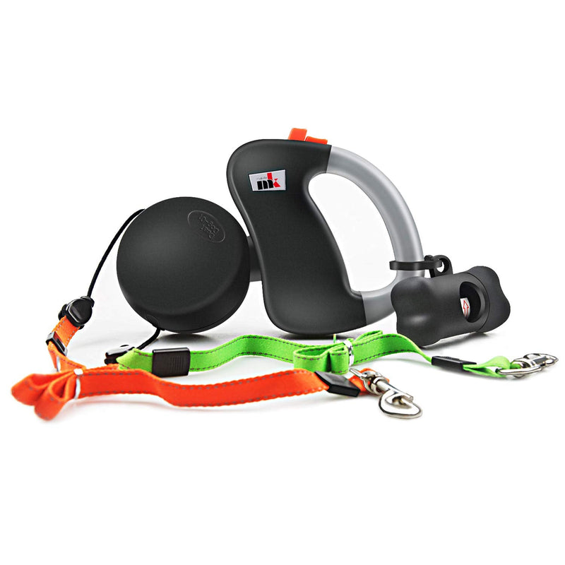 Double Retractable Dog Leash Makife Dual Doggie Pet Leash Dog Leash Automatic Dog Retractable Leash, Retractable 3m Suitable for Small and Medium Dogs Hiking Jogging 15pcs Dog Poop Bags - PawsPlanet Australia