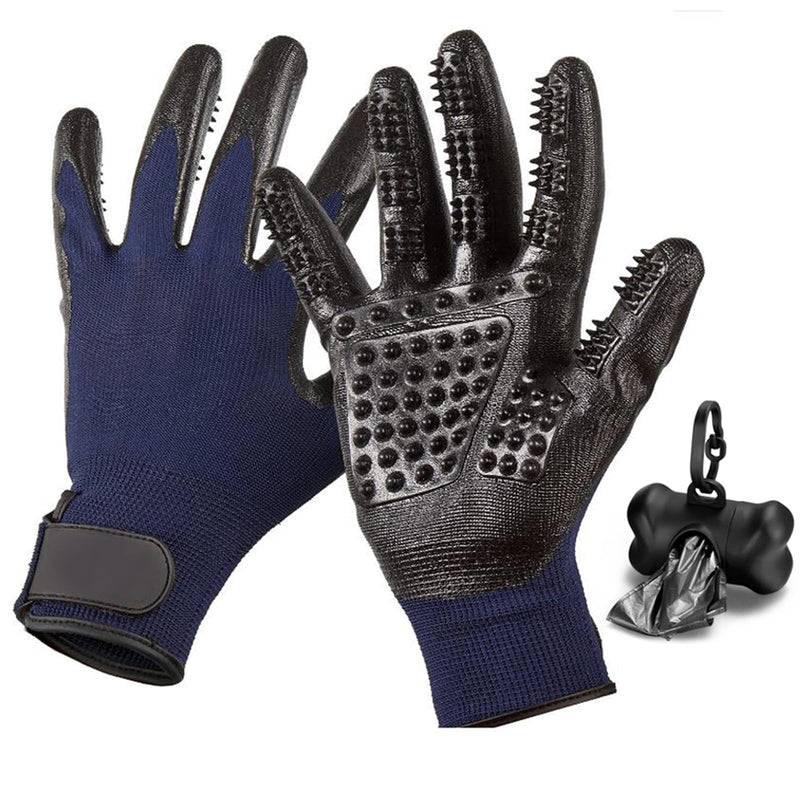 Glove Hair Removal Gloves for Dogs Cats, Pet Care Fur Change Care Cleaning Gloves Pet Brush Grooming Gloves Pet Massager, One Pair, Blue Blue 2 - PawsPlanet Australia