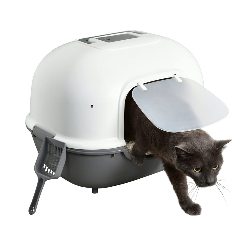 Iris Ohyama, Cat Litter Box, Closed Cat Litter Box, Scoop, L40 x D51 x H39 cm, WNT-510, Gray WNT-510, Closed / Wide - PawsPlanet Australia