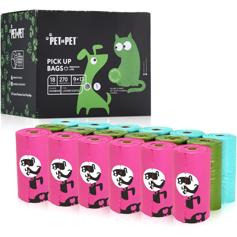 Dog Poop Bags with Scent, 270 Counts, Dog Poop Bags for All Breeds - USDA Certified 38% Bio-Based Poop Bags for Dogs, Leak-Proof Poop Bags for Dogs, Strong Dog Poop Bags Rolls Lavender Scented 270 Pieces (Pack of 1) - PawsPlanet Australia