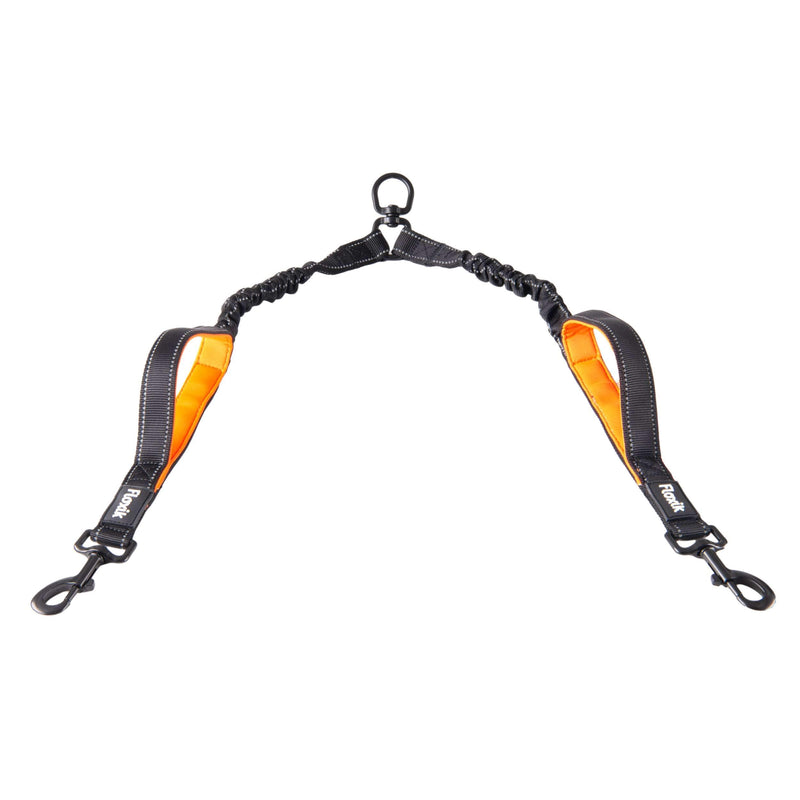 Floxik double leash large | Flexible, reflective premium dog leash for two dogs to be coupled with a short holder, black, large - PawsPlanet Australia
