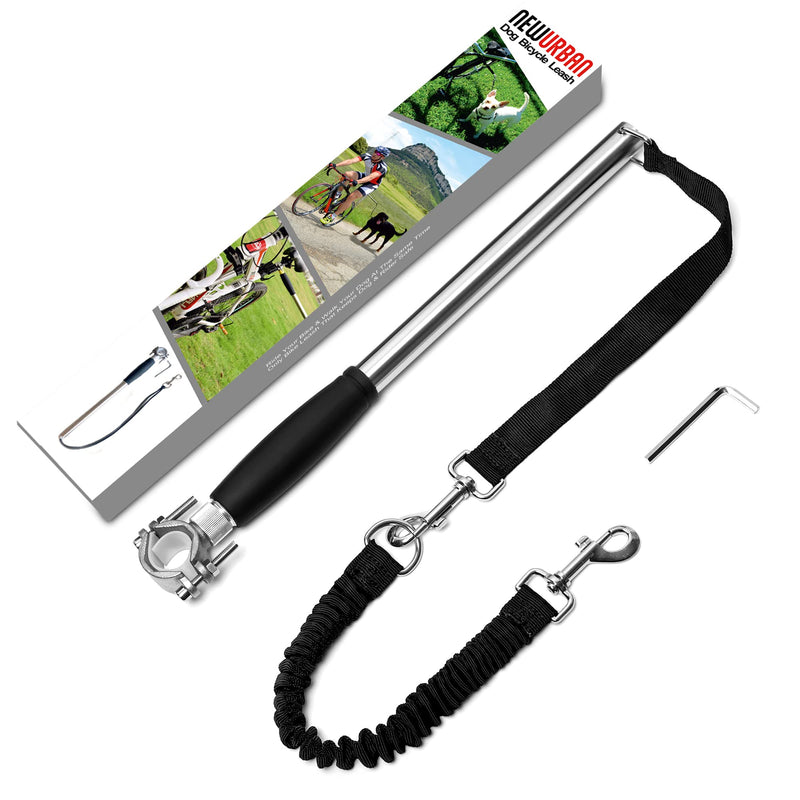 NEWURBAN - Dog Leash - Easy Installation Removal - Hands Free Dog Bike - Training Leash - for Training - Jogging - Cycling and Outdoor - Safe with Pets Steel and Black Handle - PawsPlanet Australia
