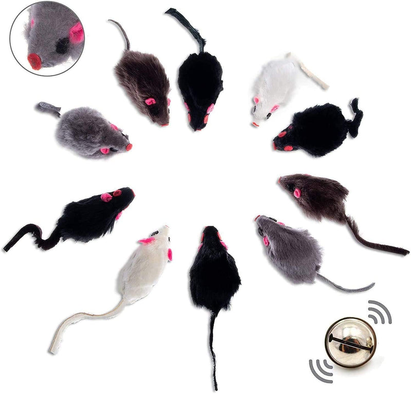 ELANOX Set of 10 Play Mice Play Mouse 10 Pieces with Bell I No Plastic Parts on the Outside (Eyes, Nose) Soaked in Catnip Cat Toys for All Cat Breeds (10 Pieces Mix) - PawsPlanet Australia