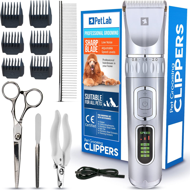 PetLab Dog Hair Clipper Long Hair Thick Professional Pet Hair Trimmer Cat Long Hair Knot Grooming Electric Quiet Combs - PawsPlanet Australia