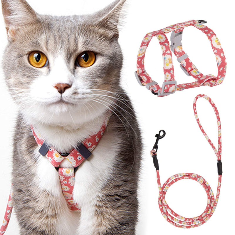 HAPPY HACHI Adjustable Soft Cat Harness Nylon Strap Safety Leash Prevent Escape for Cat Rabbit Ferret and Other Small Pet Animals (S, Pink) S - PawsPlanet Australia