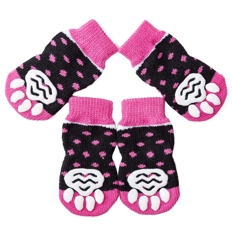 Akopawon Non-Slip Socks Dog Cat Socks Pack of 4 Paw Protection Adhesive Socks for Indoor Pet Dog Cat Socks with Rubber Reinforcement Size S - 3XL Suitable for Dogs from 1-22.5 kg C - PawsPlanet Australia