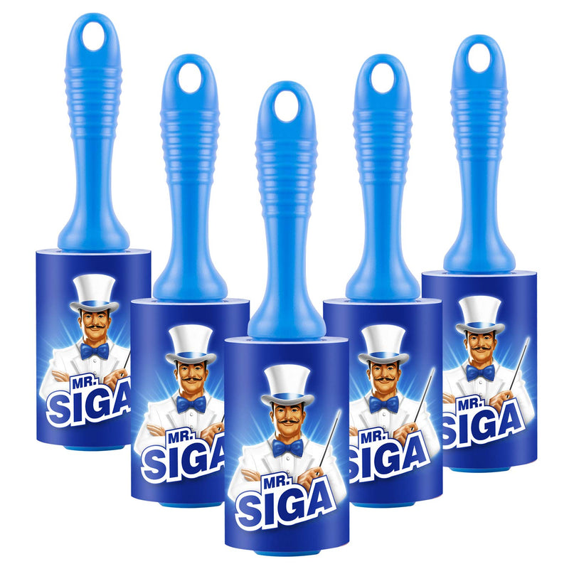 MR.SIGA Extra Sticky Lint Roller, lint roller, lint remover, animal hair lint roller with simple tear sheets, 450 sheets in total, pack of 5, blue - PawsPlanet Australia