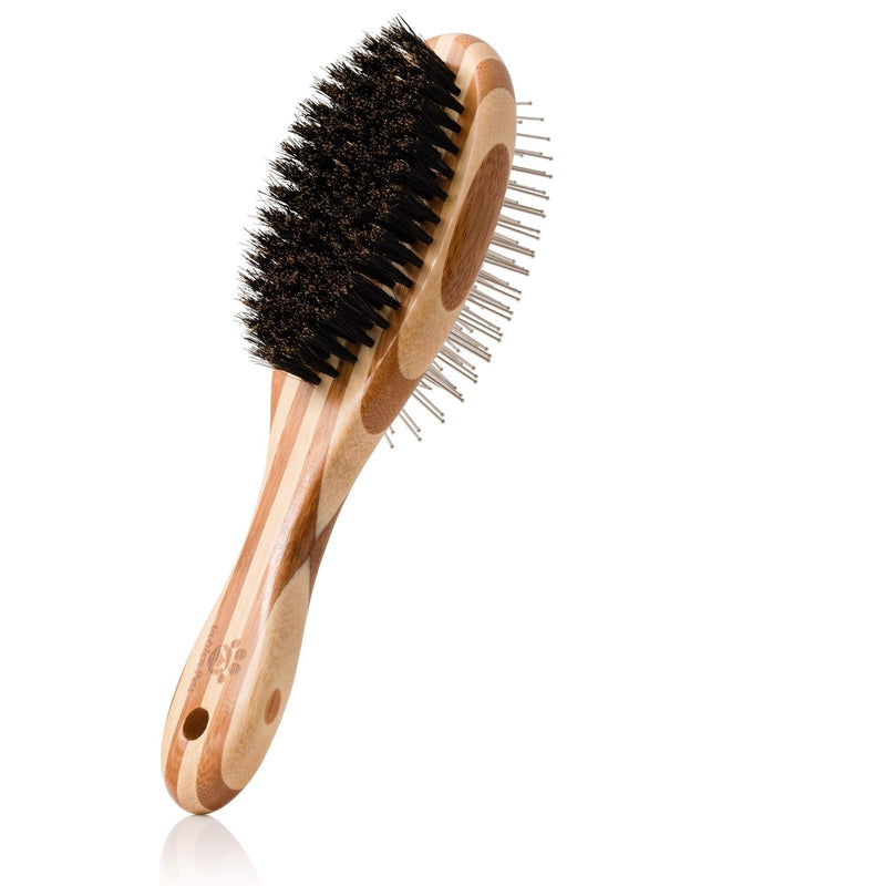 Golden Pets Bamboo 2 in 1 dog brush & cat brush I smoothing and de-matting I medium - long-haired fur suitable I dog comb for undercoat I + free care manual - PawsPlanet Australia