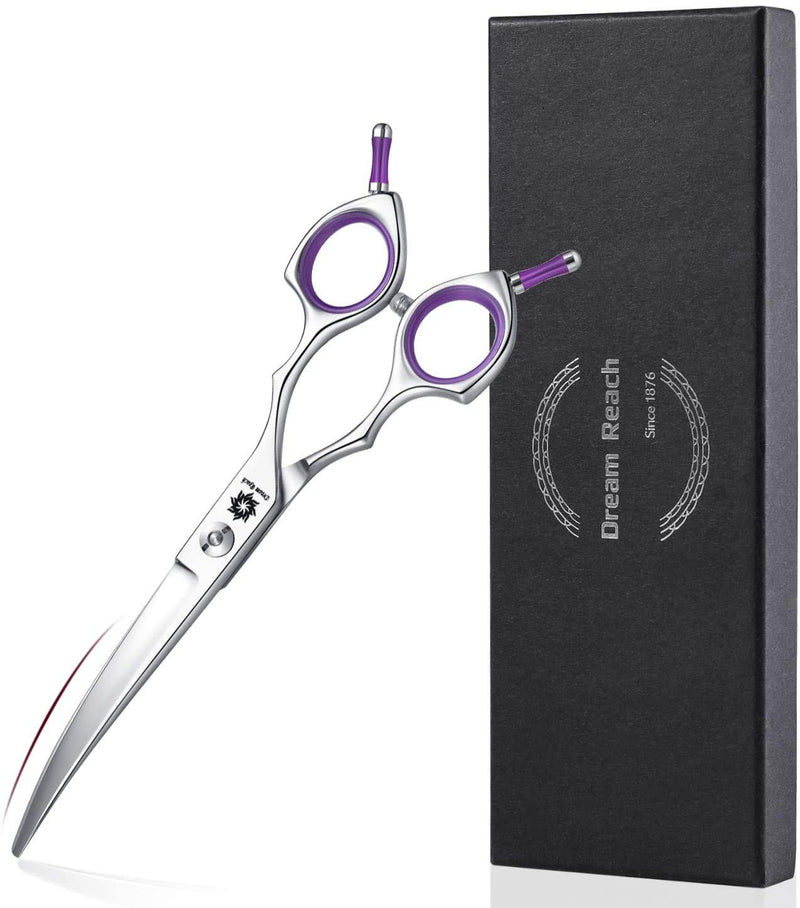 Dream Reach Grooming Scissors 6.5 Inch Curved Dog Scissors Cat Scissors Dog Hair Scissors Dog Scissors for Grooming for All Dogs Cat Cutting and Grooming Japanese 440C Stainless Steel Handmade Purple Purple (Down) - PawsPlanet Australia