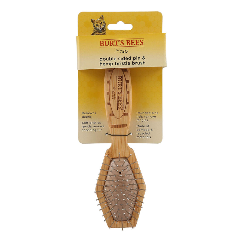 Burt's Bees for Cats 2-in-1 Double-Sided Needle and Bristle Brush for Cats | One side of the cat brush removes loose fur and prevents tangles Cat brush is ideal for everyday use - PawsPlanet Australia