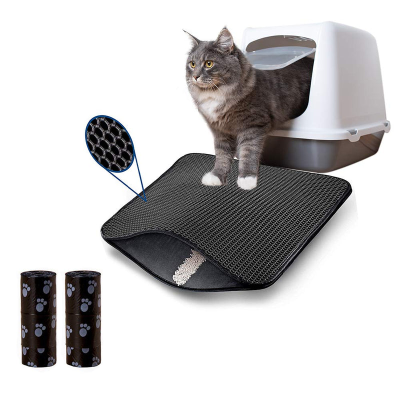 AcserGery Cat Litter Mat Cat Litter Mat Cats Double Layer Underlay for Cat Litter Box with Honeycomb (30x30) 30x30 - PawsPlanet Australia