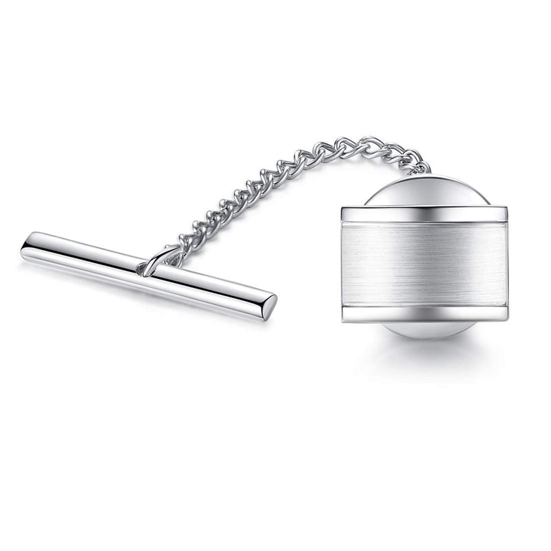 HONEY BEAR Tie Clip with Chain - Stainless Steel for Wedding Gift Business Tie Accessories Silver - PawsPlanet Australia