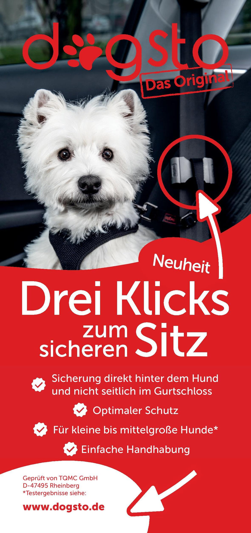 Dogsto dog seat belt for every car with central attachment to the seat belt - ideal sitting position - PawsPlanet Australia