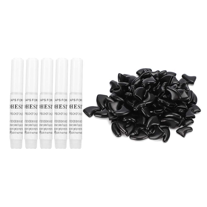 Cat Nail Caps, 100 Pieces Soft Cat Nail Protection with Glue for Cats Kitten Safe Anti Scratch (Black M.) - PawsPlanet Australia