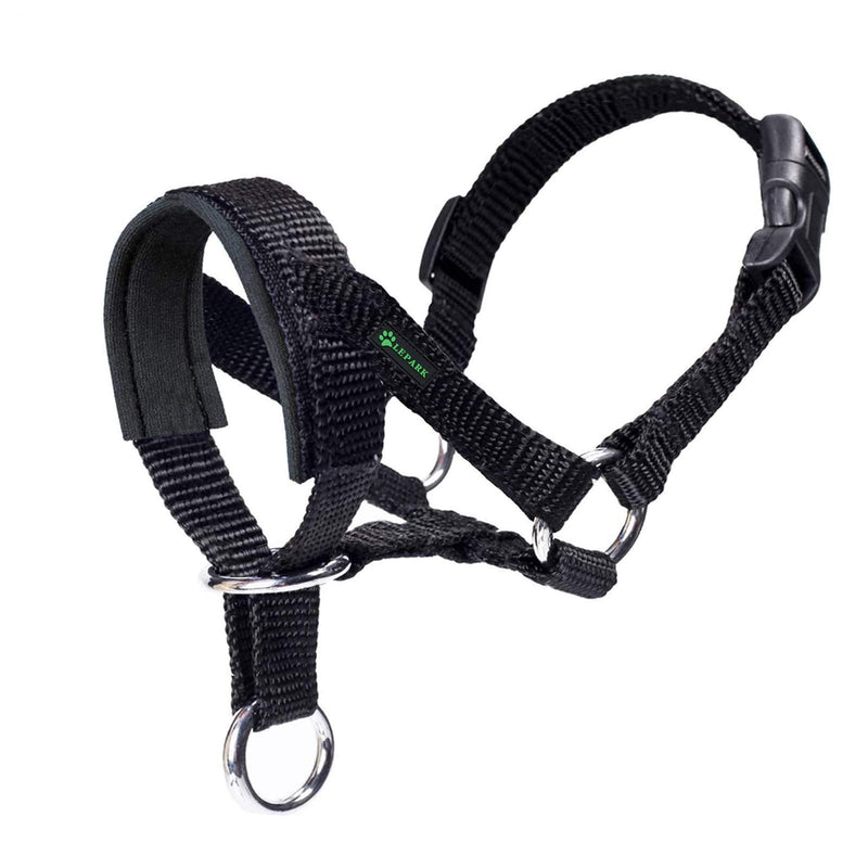 ILEPARK dog halter with padded fabric, halter collar for dogs, adjustable and pulling prevention. (M,Black) M Black - PawsPlanet Australia