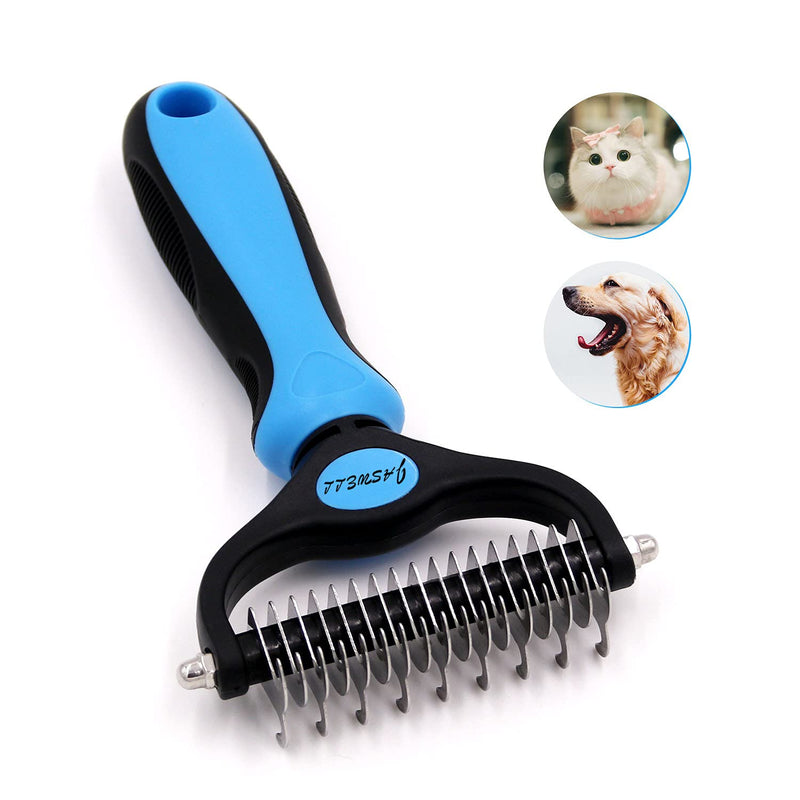 JASWELL undercoat brush de-matting curry comb for dogs and cats with medium to long hair - undercoat brush against matting and undercoat blue blue - PawsPlanet Australia