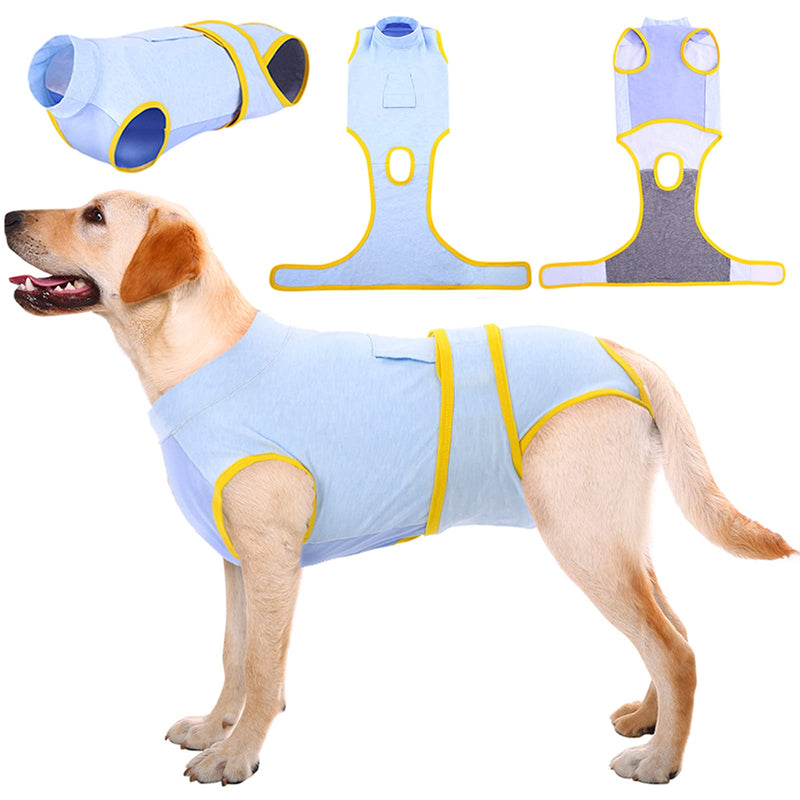 Kuoser dog bodysuit after surgery, dog bodysuit after castration male dog, dog bodysuit after surgery bitch, breathable bodysuit for dogs after surgery, leak protection dog, anti-wound licking surgery body dog, light blue LL (pack of 1) blue - PawsPlanet Australia