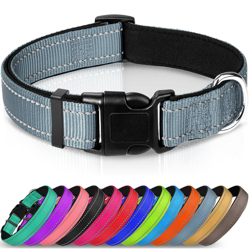 Joytale Dog Collar for Small Dogs, Reflective Dog Collar Wide for Medium Dogs, Padded Dog Collars, Gray S (Pack of 1) - PawsPlanet Australia
