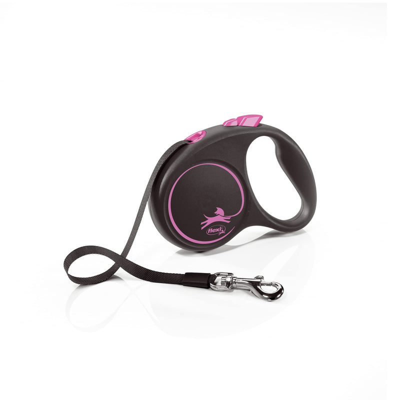 flexi retractable leash design - black/pink - S, multi, 4000498033913 - PawsPlanet Australia
