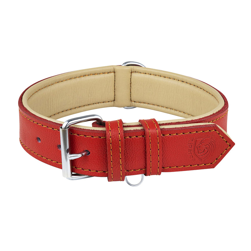 Riparo Genuine Leather Adjustable K-9 Dog Collar with Additional Reinforcement (XXL: 5CM Wide for 60.9CM - 73.7CM Neck, Red) XXL - PawsPlanet Australia