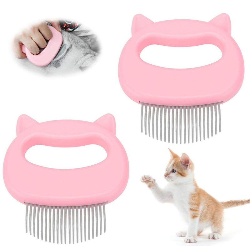 Cat brush, 2 pieces cat comb, cat brush long hair, brush dog short hair, massage comb for pet cats, massage comb pet, brush for removing loose hair, grooming cleaning (pink) 2 pieces pink - PawsPlanet Australia