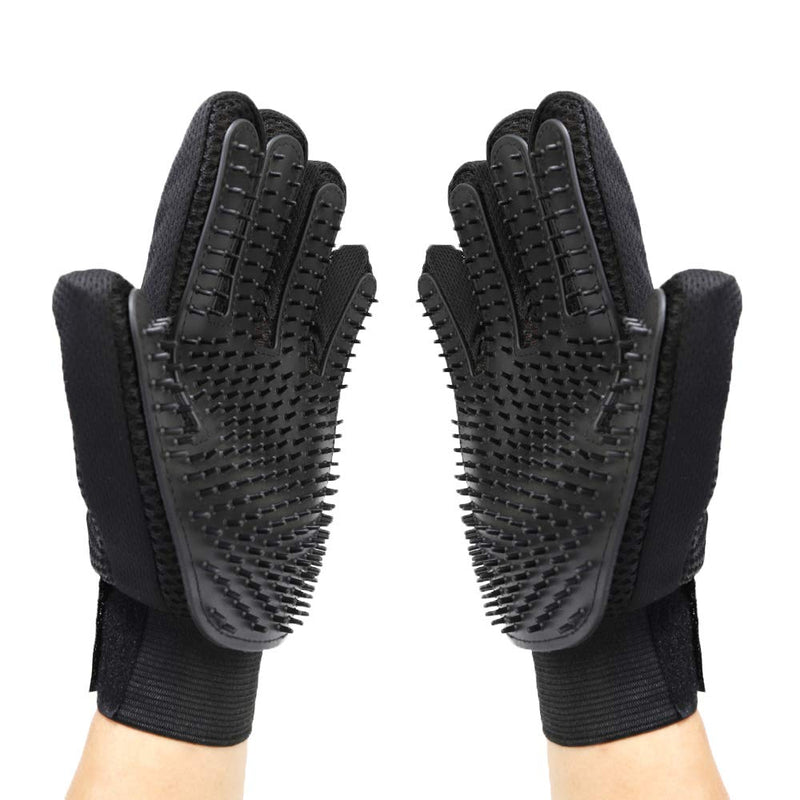Merauno® Grooming Glove Pet Hair Remover Brush Massage Grooming Glove Dog Cat Massage Effect & Top Hair Protection (Black, 2 Gloves (One Pair)) Black 2 Gloves (One Pair) - PawsPlanet Australia