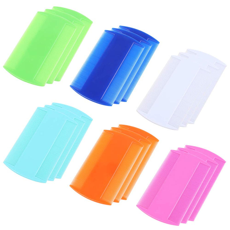Jubaopen Pack of 18 pet comb nit comb, lice comb, flea comb, dog salon combs with double-sided teeth comb for removing flea stains or lice (6 colours). - PawsPlanet Australia