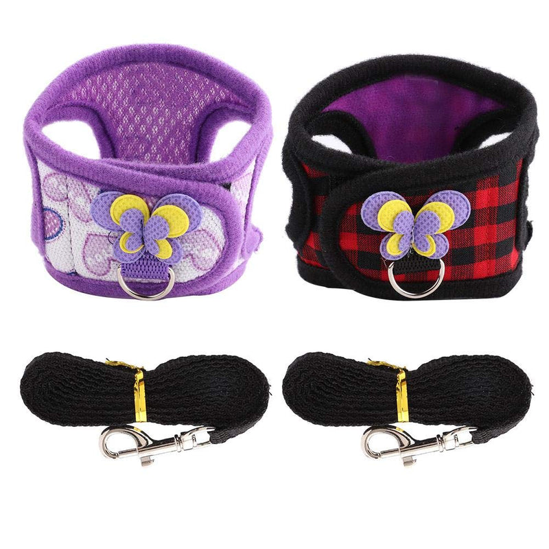 Chinchilla Harness with Leash, 2 Piece Red Mesh + Purple Love Walking Harness for Small Pets No Pull Vest Harness for Guinea Pig Hedgehog Ferret Hamster(S) S - PawsPlanet Australia